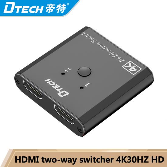 2021 New Dtech Hdmi Switcher 4kx2k Two Way 1 in 2 out 4k@30HZ 1080P@60HZ HDMI Switch